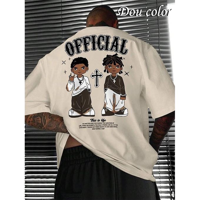 Dou-color Men and Hip Hop T-Shirt-khaki